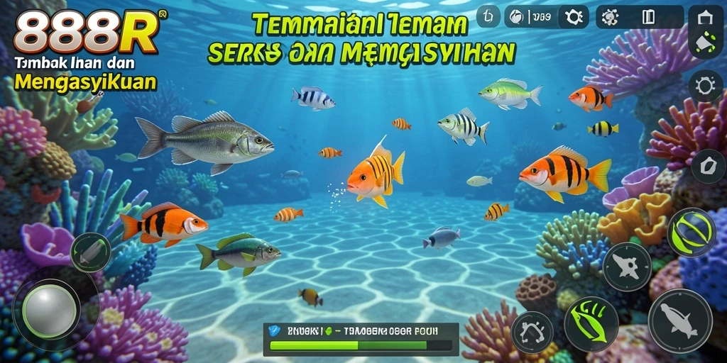 Screenshot gameplay 888R menampilkan aksi menembak ikan yang mendebarkan.