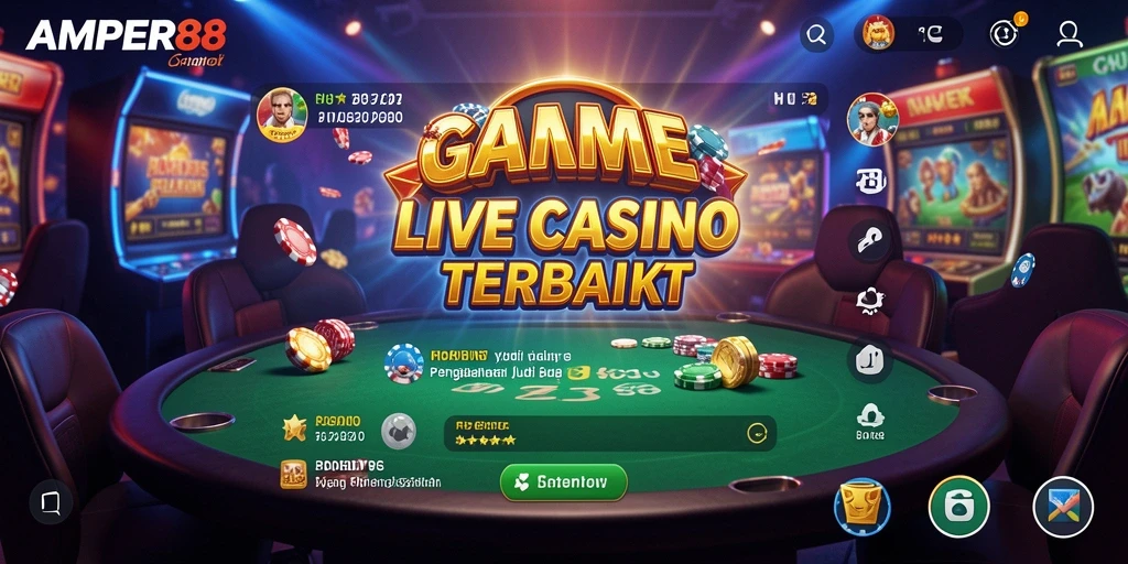 Screenshot gameplay AMPER88 dengan dealer yang profesional dan interaksi langsung.