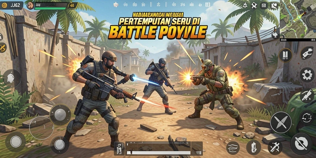 Tangkapan layar menunjukkan aksi intens dalam gameplay Battle Royale JJ62.