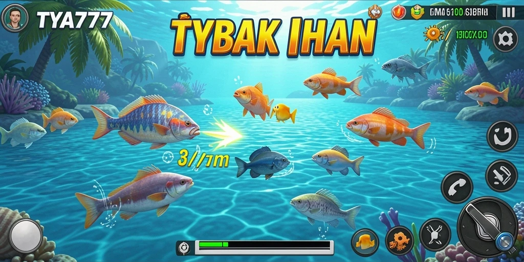 Screenshot gameplay TYA777 menampilkan aksi tembak ikan yang seru.